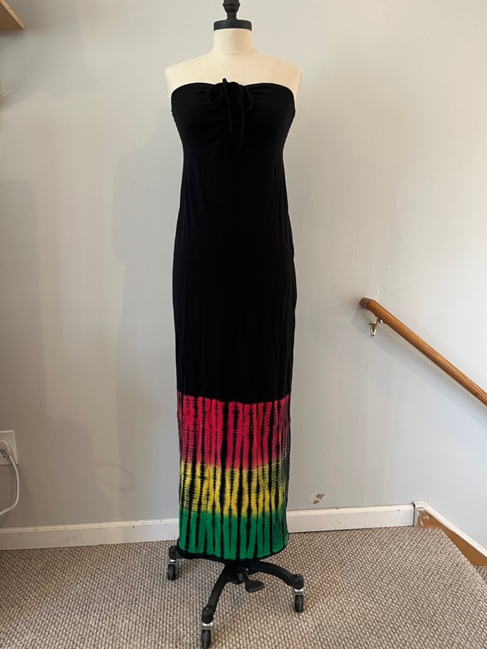 Roxy Strapless dress tie dye reggae M